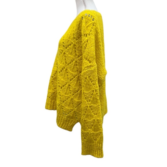 Anthropologie Sleeping On Snow Bright Lights Yellow Alpaca Blend Pull On Sweater - Picture 7 of 13